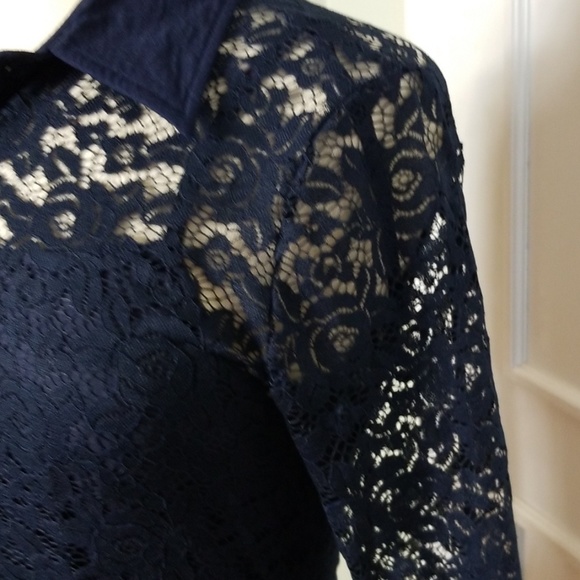 Navy Blue Retro Style Pinup Dress - Picture 4 of 9